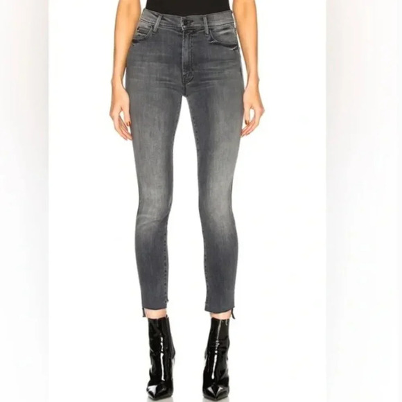 MOTHER The Zip Stunner Two Step Fray Gray Stretcht Jeans Miss Moody Two Shoes 25 - Picture 1 of 11